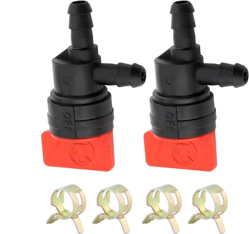Panari 1/4" 90 Degree Fuel Shut Off Valve with Clamps for 698181 494539 697944 Tecumseh 35857 Lawnmower (Pack of 2) - Image 1